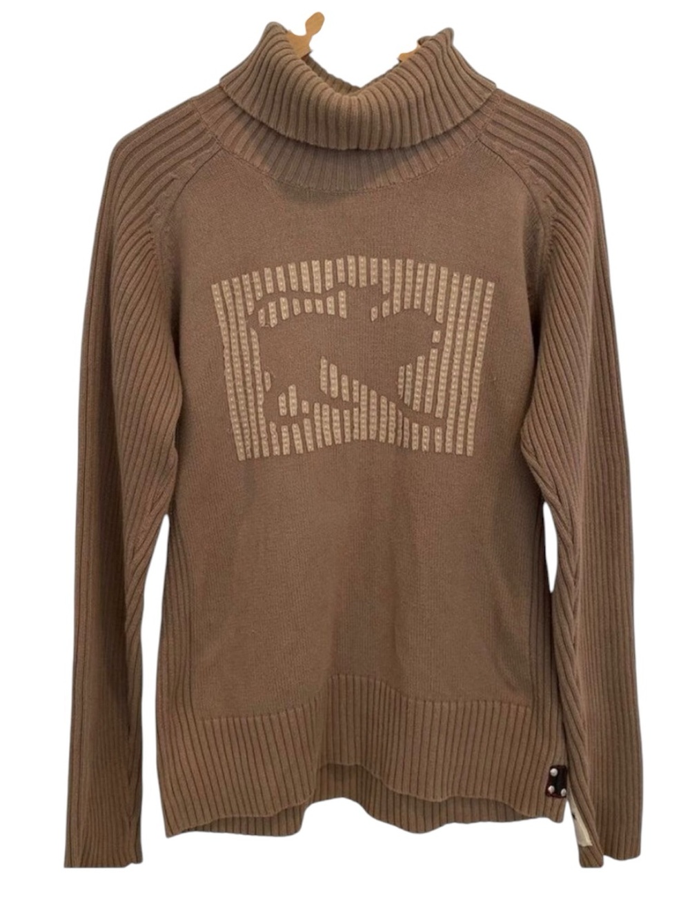 Parasuco men knit sweater beige 100% cotton turtleneck long sleeves cozy Large